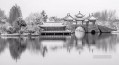 中国庭園白黒